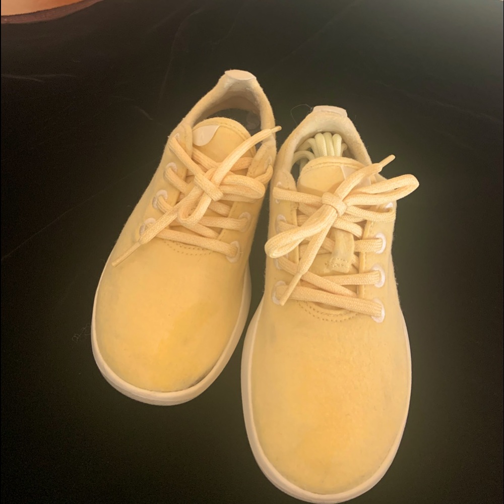 Allbirds wool runners.  Rare lemon yellow color. Worn 2x. Extra laces included.